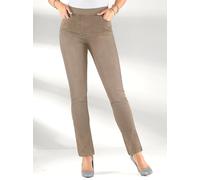 Schlupfjeans INSPIRATIONEN, Damen, Gr. 42, Normalgrößen, beige (sesam), 76% Baumwolle, 22% Polyester, 2% Elasthan, unifarben, lang, Jeans Schlupfjeans (86843954-42) sesam