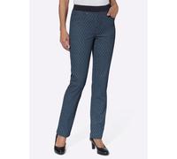 Schlupfjeans INSPIRATIONEN, Damen, Gr. 42, Normalgrößen, blau (dunkelblau, bedruckt), 78% Baumwolle, 20% Polyester, 2% Elasthan, unifarben, lang, Jeans Schlupfjeans (25319911-42) dunkelblau, bedruckt