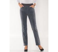 Schlupfjeans INSPIRATIONEN, Damen, Gr. 44, Normalgrößen, blau (grau, denim, bedruckt), 78% Baumwolle, 20% Polyester, 2% Elasthan, unifarben, lang, Jeans Schlupfjeans (82450518-44) grau, denim, bedruck
