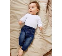 Schlupfjeans NAME IT "NBMBUNDO DNMTRUEBO SWE PANT", Mädchen, Gr. 56, N-Gr, blau (dunkelblau denim), Denim/Jeans, Obermaterial: 95% Baumwolle, 5% Elasthan, Abriebeffekte, relaxed fit normal, Jeans Schl