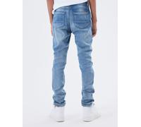 Schlupfjeans NAME IT "NKMROBIN DNMTHAYER SWE", Jungen, Gr. 110, N-Gr, blau (light, blau, denim), Denim/Jeans, Obermaterial: 70% Baumwolle, 27% Polyester, 3% Elasthan, Abriebeffekte, Basic, Jeans Schlu