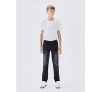 Schlupfjeans NAME IT "NKMROBIN DNMTHAYERS", Jungen, Gr. 110, N-Gr, schwarz (schwarz, denim), Denim/Jeans, Obermaterial: 70% Baumwolle, 27% Polyester, 3% Elasthan, Abriebeffekte, relaxed fit, Jeans Sch