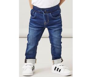 Schlupfjeans NAME IT "NMMRYAN SLIM SWE JEANS 2472-TH NOOS", Jungen, Gr. 110, N-Gr, blau (dunkelblau denim), Denim/Jeans, Obermaterial: 70% Baumwolle, 27% Polyester, 3% Elasthan, leichte Abriebeffekte,