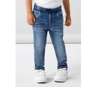 Schlupfjeans NAME IT "NMMRYAN SLIM SWE JEANS 2472-TH NOOS", Jungen, Gr. 122, N-Gr, blau (medium blau denim), Denim/Jeans, Obermaterial: 70% Baumwolle, 27% Polyester, 3% Elasthan, leichte Abriebeffekte