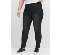 Schlupfjeans SHEEGO, Damen, Gr. 48, Normalgrößen, schwarz (schwarz denim), 76% Baumwolle, 22% Polyester, 2% Elasthan, unifarben, lang, Jeans Schlupfjeans (87041403-48) schwarz denim