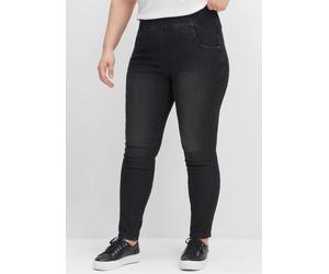 Schlupfjeans SHEEGO, Damen, Gr. 48, Normalgrößen, schwarz (schwarz denim), 76% Baumwolle, 22% Polyester, 2% Elasthan, unifarben, lang, Jeans Schlupfjeans (87041403-48) schwarz denim