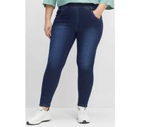 Schlupfjeans SHEEGO, Damen, Gr. 50, Normalgrößen, blau (dunkelblau denim), 76% Baumwolle, 22% Polyester, 2% Elasthan, unifarben, lang, Jeans Schlupfjeans (32710366-50) dunkelblau denim