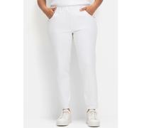Schlupfjeans SHEEGO, Damen, Gr. 58, Normalgrößen, weiß (weiß denim), 98% Baumwolle, 2% Elasthan, unifarben, lang, Jeans Schlupfjeans (44540364-58) weiß denim