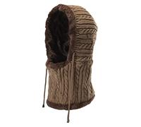 Schlupfmütze Damen Herren Sturmhaube Winddicht Schalmütze Fleece Gefüttert Wintermütze Warm Strickmütze Winter Strick Balaclava Mütze Kapuzen-Schal Gesichtshaube für Winter (Khaki, One Size)