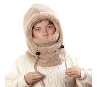 Schlupfmütze Kinder Warme Wintermütze Mädchen Jungen,Niedlich Schalmütze mit Zwei Ohren,Weiche Kuschelige Plüsch Sturmhaube,3 in 1 Fleece Gesichtsmaske Schal Mütze Kinder