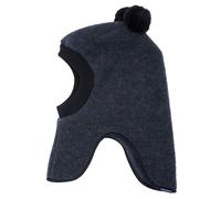 Schlupfmütze MAXIMO, Jungen, Gr. 49, blau (navymeliert), Fleece, Wolle, Mützen, Wolle, gefüttert, mit zwei Bommeln, Rippstrickbünchen (96299407-49) navymeliert