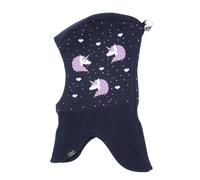 Schlupfmütze MAXIMO, Jungen, Gr. 53, blau (navy, chive blossom), Fleece, Baumwolle, gemustert, mehrfarbig, Mützen Schlupfmütze, Baumwolle, gefüttert, im Einhorn-Design, verlängertes Halsteil (60506408