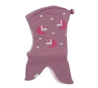 Schlupfmütze MAXIMO, Mädchen, Gr. 55, rosa (foxglove, sun pink), Fleece, Baumwolle, gemustert, mehrfarbig, Mützen, Baumwolle, gefüttert, im Einhorn-Design, verlängertes Halsteil (78856938-55) foxglove