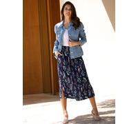 Schlupfrock CLASSIC BASICS, Damen, Gr. 38, bunt (marine, altrosa, bedruckt), 100% Baumwolle, bedruckt, geblümt, gemustert, mehrfarbig, wadenlang, Röcke (68514555-38) marine, altrosa, bedruckt