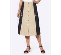 Schlupfrock CLASSIC BASICS, Damen, Gr. 50, beige (sand, schwarz), 50% Baumwolle, 50% Polyester, gemustert, mehrfarbig, wadenlang, Röcke (59858859-50) sand, schwarz