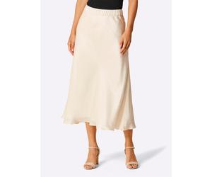 Schlupfrock CREATION L PREMIUM, Damen, Gr. 42, beige (champagner), 70% Viskose, 30% Seide, unifarben, wadenlang, Röcke (42667137-42) champagner