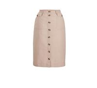 Schlupfrock GOLDNER "Kurzgröße Brauner Damen-Cargo-Rock mit Taschen", Damen, Gr. 25, beige (stein), Obermaterial: 55% Leinen LI. 45% Baumwolle CO., figurbetont, Röcke, Zierknopfleiste in vorderer Mitt