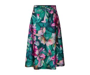 Schlupfrock GOLDNER "Kurzgröße Eleganter A-Linienrock, floraler Print", Damen, Gr. 23, grün (smaragd, gemustert), Obermaterial: 100% Polyester PES., Röcke, Florales Muster (86919047-23) smaragd, gemus