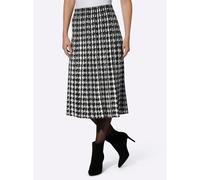 Schlupfrock HEINE, Damen, Gr. 42, beige (schwarz, ecru, gemustert), 50% Viskose, 28% Polyester, 22% Polyamid, Hahnentrittmuster, gemustert, mehrfarbig, wadenlang, Röcke (99380866-42) schwarz, ecru, ge