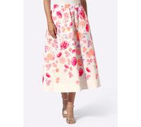 Schlupfrock HEINE, Damen, Gr. 42, champagner, altrosa, bedruckt, 97% Polyester, 3% Elasthan, bedruckt, geblümt, gemustert, mehrfarbig, wadenlang, Röcke (70621743-42) champagner, altrosa, bedruckt