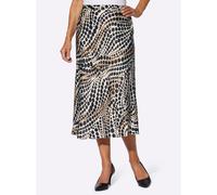 Schlupfrock LADY, Damen, Gr. 38, beige (elfenbein, schwarz, bedruckt), 100% Viskose, bedruckt, gemustert, gepunktet, mehrfarbig, wadenlang, Röcke (24815038-38) elfenbein, schwarz, bedruckt