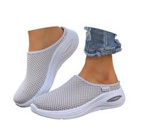 Schlupfschuhe Damen Sommer, Orthopädische Hausschuhe Damen Clogs Mit Luftkissen Pantoletten Air Cushion Freizeit Atmungsaktiv Sandals Sabots Mesh Sandalen Schuhe Grau 41