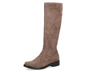 Schlupfstiefel CAPRICE, Damen, Gr. 37,5, XS-Schaft, grau (taupe), Textil, unifarben, Schuhe Schlupfstiefel, Blockabsatz, Langschaftstiefel in klassischer Linie, XS Schaft (59823333-37,5) taupe