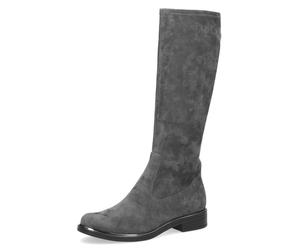 Schlupfstiefel CAPRICE, Damen, Gr. 39, XS-Schaft, grau (dunkelgrau), Textil, unifarben, Schuhe Schlupfstiefel, Blockabsatz, Langschaftstiefel in klassischer Linie, XS Schaft (36489424-39) dunkelgrau