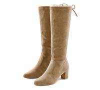 Schlupfstiefel LASCANA Gr. 35, braun (sand), Damen, Obermaterial: 100% Textilmaterial. Futter: 100% Textilmaterial. Decksohle: 100% Lederimitat. Laufsohle: 100% Synthetik, unifarben, Schuhe, Schlupfbo
