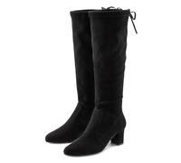 Schlupfstiefel LASCANA "Schlupfboots, Slouchy Boots, Slip-On", Damen, Gr. 36, schwarz, Obermaterial: 100% Textilmaterial. Decksohle: 100% Lederimitat. Futter: 100% Textilmaterial. Laufsohle: 100% Synt
