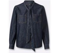 Jeansbluse HEINE, Damen, Gr. 40, blau (dunkelblau), 100% Baumwolle, unifarben, Blusen Jeansbluse (45625066-40) dunkelblau