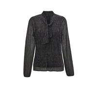 Schluppenbluse GOLDNER "Kurzgröße Schluppenbluse aus schimmernder Plisseeware", Damen, Gr. 19, schwarz (silbergrau, schwarz), Obermaterial: 50% metallisierte Fasern MTF. 50% Polyester PES., festlich,