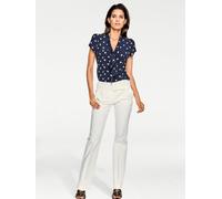 Schluppenbluse HEINE, Damen, Gr. 34, blau (marine, weiß), 100% Viskose, gemustert, gepunktet, Rundhals, Blusen Schluppenbluse (71117121-34) marine, weiß