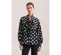 Schluppenbluse in strukturierter Ware mit Tupfenprint Schwarz 38 (60.849882-0039-38)