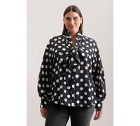 Schluppenbluse in strukturierter Ware mit Tupfenprint Schwarz 50 (60.850533-0039-50)