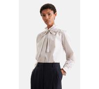 Klassische Bluse SEIDENSTICKER, Damen, Gr. XS (34), weiß (ecru), 100% Baumwolle, gestreift, regular fit, Blusen Bluse, 1/1 Stehkragen Gestreift (49050959-34) ecru