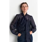 Schluppenbluse RICHROYAL, Damen, Gr. 42, blau (midnight blau), Web, Obermaterial: 100% Polyester, gepunktet, regular fit taillenbedeckt, Rundhals, eingesetzt angesetztes Bündchen, Blusen Schluppenblus