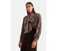 Schluppenbluse SEIDENSTICKER, Damen, Gr. 4XL (48), braun, 100% Viskose, kariert, regular fit, Blusen Schluppenbluse, 1/1 Karo (48371637-48) braun