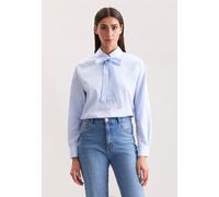 Schluppenbluse SEIDENSTICKER, Damen, Gr. L40, blau (hellblau), 100% Baumwolle, gestreift, regular fit, ohne Ausschnitt, Blusen Schluppenbluse, 1/1 Kragen Gestreift (39095946-40) hellblau