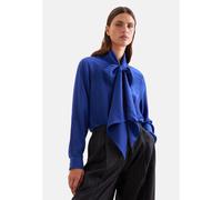 Schluppenbluse SEIDENSTICKER, Damen, Gr. XL (42), blau, 100% Seide, unifarben, regular fit, Blusen Schluppenbluse, 1/1 Binderkragen Uni (42818407-42) blau
