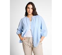 Schluppenbluse TOM TAILOR PLUS, Damen, Gr. 44, blau (fjord blau irregular stripe), Web, Obermaterial: 55% Lyocell, 45% Viskose, gestreift, hüftbedeckend, Rundhals, elastischer Bund, Blusen Schluppenbl