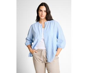 Schluppenbluse TOM TAILOR PLUS, Damen, Gr. 50, blau (fjord blau irregular stripe), Web, Obermaterial: 55% Lyocell, 45% Viskose, gestreift, hüftbedeckend, Rundhals, elastischer Bund, Blusen Schluppenbl