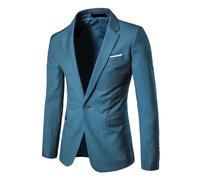Schmal geschnittener Business-Casual-Blazer in Ozeanblau XL