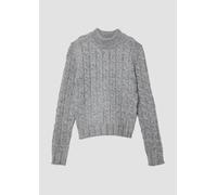 Schmaler Strickpullover mit Zopfmuster und Stehkragen 134/140 grau 2170579.95W0.134_140