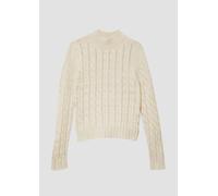 Schmaler Strickpullover mit Zopfmuster und Stehkragen 146/152 creme 2170579.0406.146_152