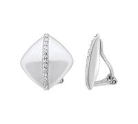 Schmerzfreie Ohrclips Gold aus 925 Sterling Silber Vergoldet in Quadratform für Damen/Mädchen ohne Ohrlöcher (Silber mit Zirkonia)