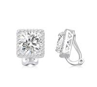 Schmerzfreie Ohrclips Silber aus 925 Sterling Silber in Quadratform für Damen/Mädchen ohne Ohrlöcher