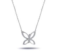 Schmetterling Diamanten Anhänger Halskette Weißgold