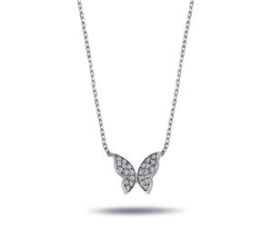 Schmetterling Diamanten Anhänger Kollier Weißgold