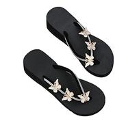 Schmetterling Flip Flops Damen Flache Zehenabscheider Badelatschen Plateau Sandalen für Damen Bequem Weiche Sohle Sliders Sommer Slip On Sommerschuhe Schlappen Gartenschuhe Duschlatschen Strandschuhe